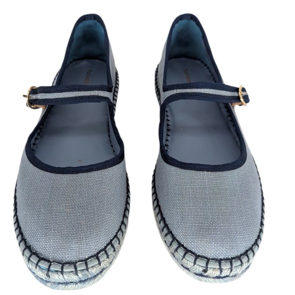 Tuckernuck Jamie Espadrille Flats Chambray Mary Jane Denim Blue Sz 11 - Picture 2 of 8